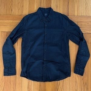JCrew Factory Blue Stripe Crinkle Long Sleeve Button Down Shirt Medium